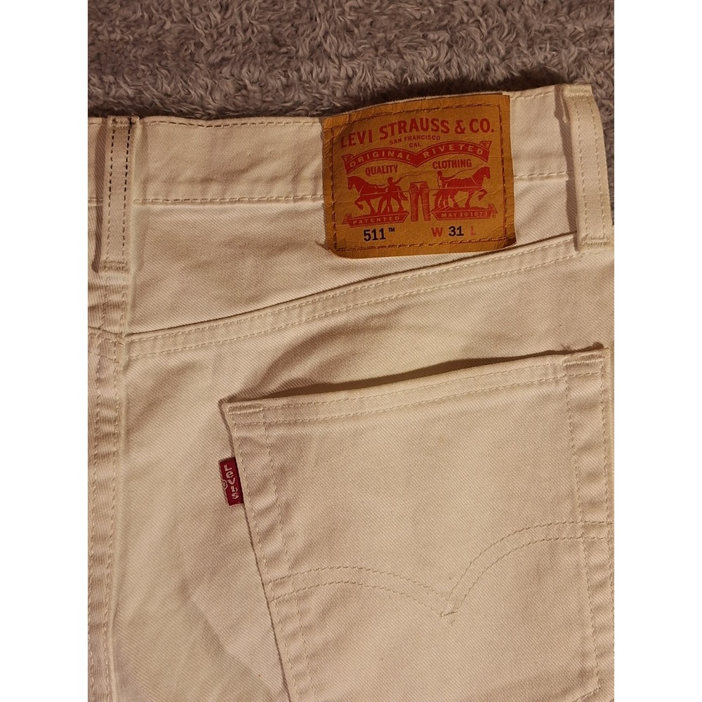 Levi Strauss Mens White Denim Cut Off Shorts Size 31 Distressed Frayed Hem - Picture 10 of 13